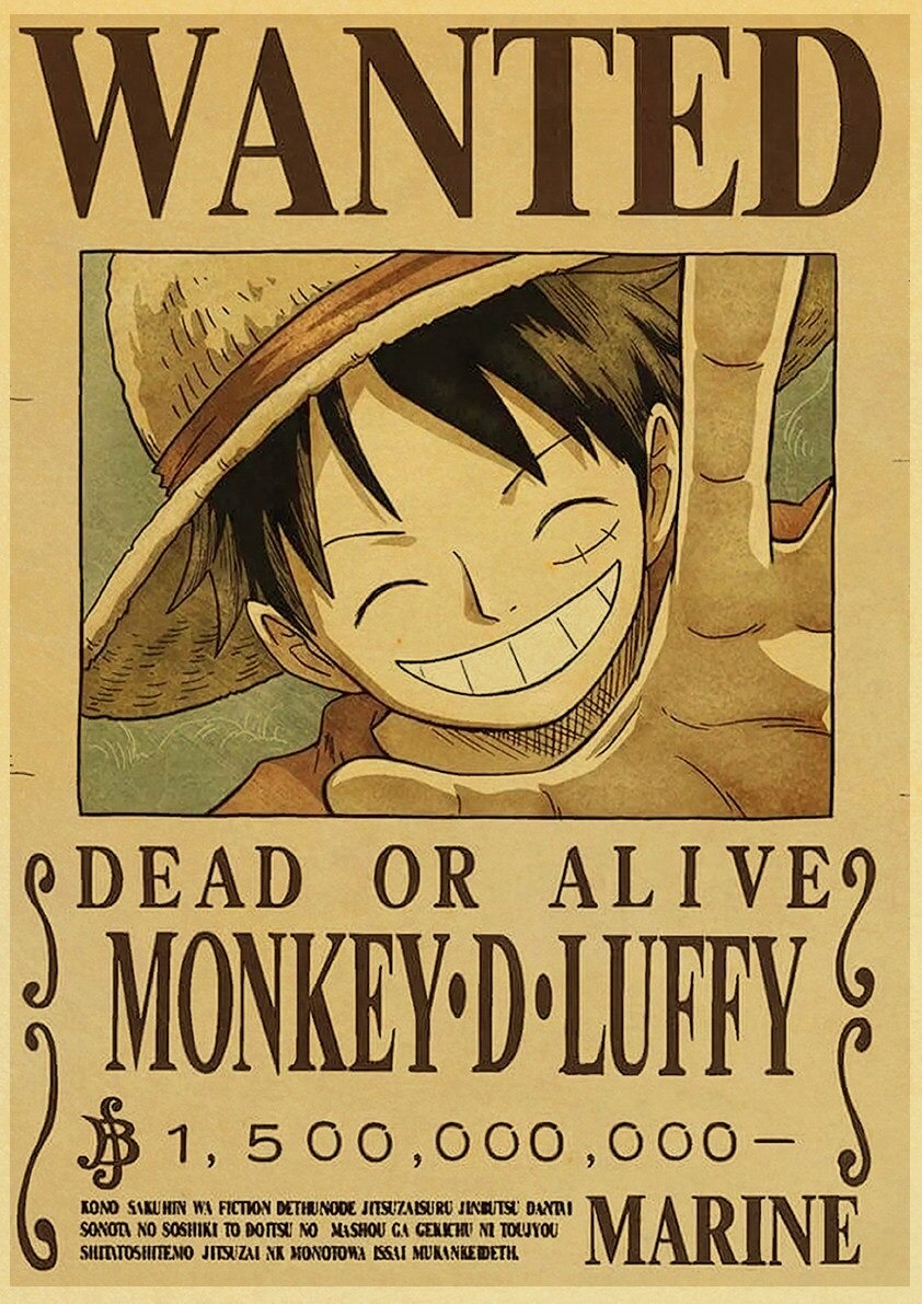 Poster Wanted Luffy | Boutique Manga