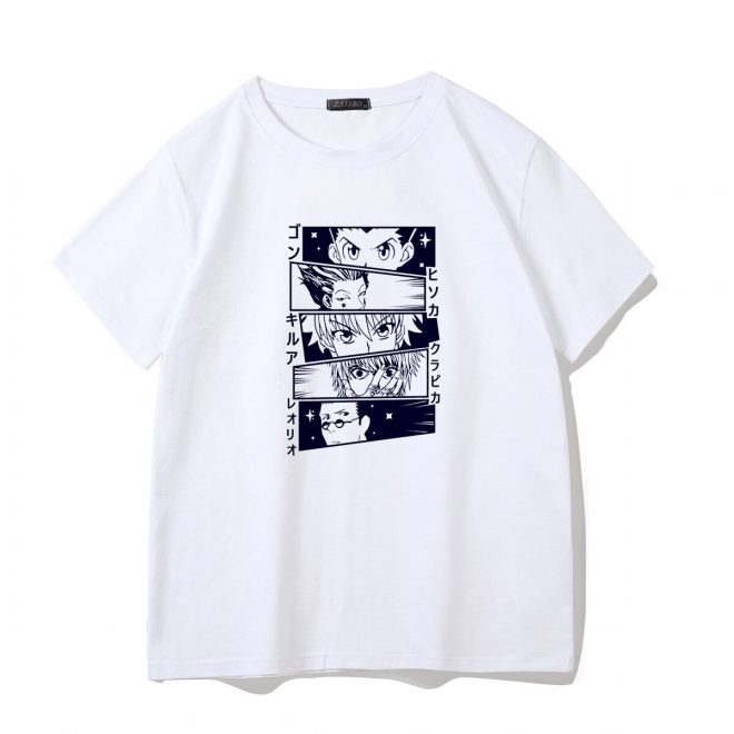 T-Shirt-Leolio-Kirua-Kurapika-Hisoka-Gon-Blanc