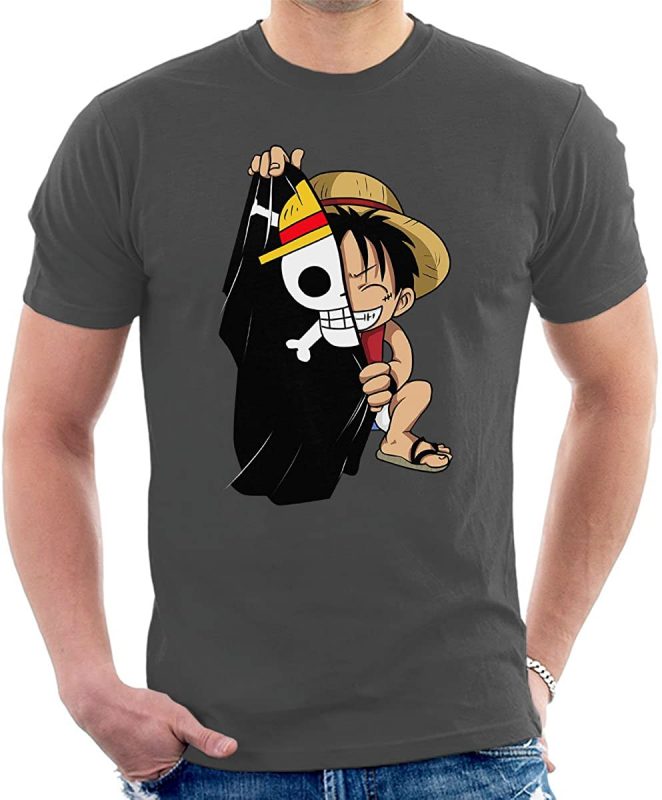 T-Shirt-Luffy-Drapeau-de-Pirate-Anthracite