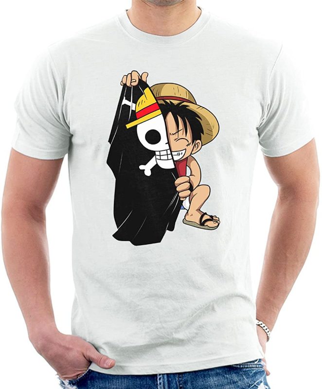 T-Shirt-Luffy-Drapeau-de-Pirate-Blanc