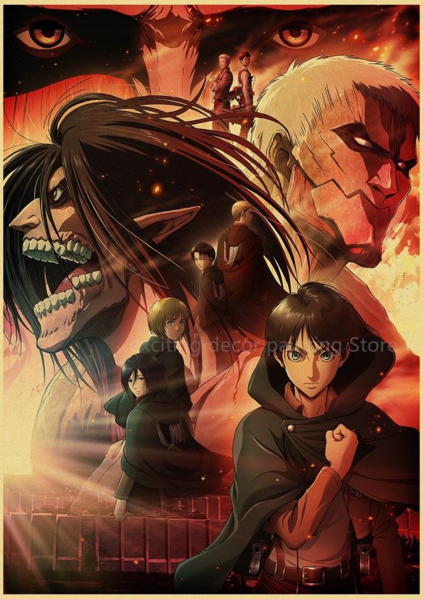 Poster Titans & Mikasa Eren Armin